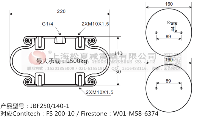 JBF250/140-1橡膠<a href='http://m.t6868.cn/' target='_blank'><u>空氣彈簧</u></a>