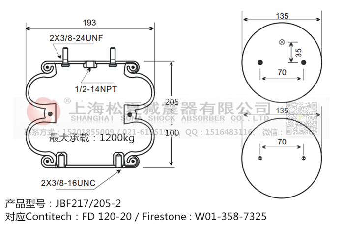 JBF217/205-2橡膠<a href='http://m.t6868.cn/' target='_blank'><u>空氣彈簧</u></a>